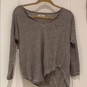 Long sleeve madewell green & white striped shirt